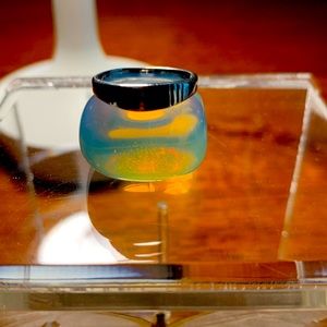 Modern Sterling Silver ring with Black onyx - size 6